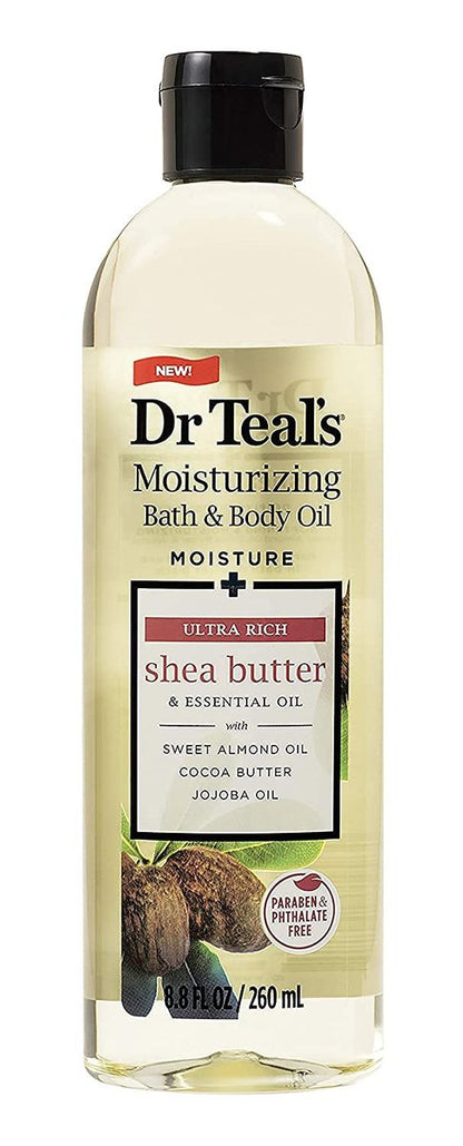Dr. Teals Bath & Body Oil Variety Gift Set - Shea Butter & Coconut Oil, 2 Pack (8.8 oz each) - Hydrating Spa Kit for Dry Skin & Relaxation