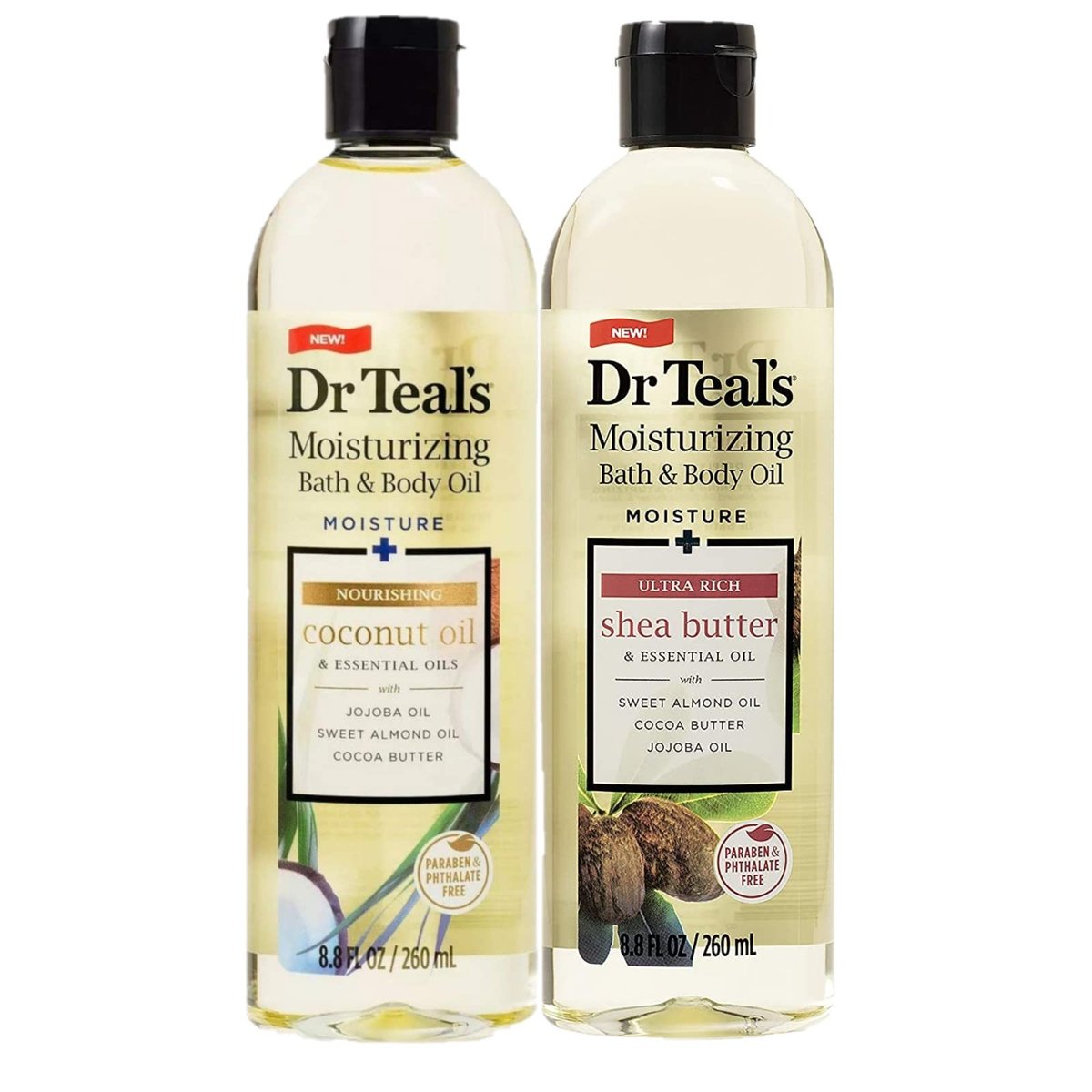 Dr. Teals Bath & Body Oil Variety Gift Set - Shea Butter & Coconut Oil, 2 Pack (8.8 oz each) - Hydrating Spa Kit for Dry Skin & Relaxation - görsel 1