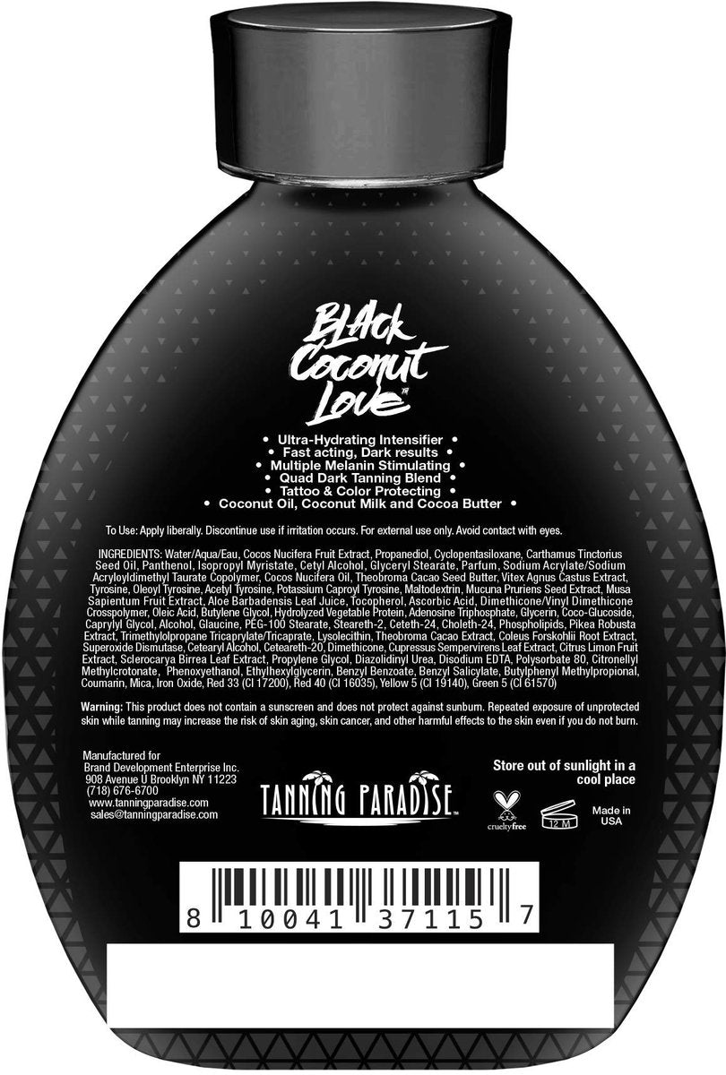 Tanning Paradise Aloe Black Lotion – Anti-Aging Matte Black Bronzer, Anti-Orange, Tattoo & Color Fade Protection, Deep Hydration, 13.5 oz Avelisse