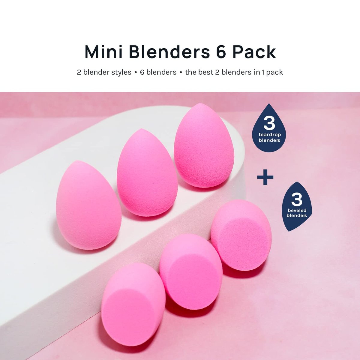 AOA STUDIO Collection MiNi Makeup Sponge Set - 6 Latex-Free Blenders for Powder, Cream & Liquid (Pink) - görsel 3