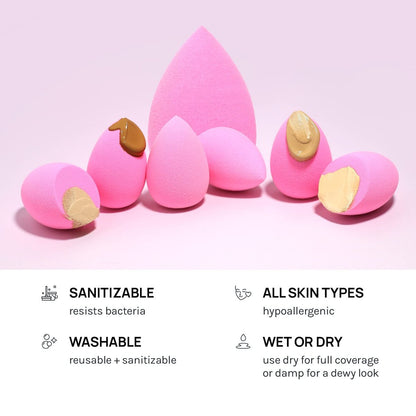 AOA STUDIO Collection MiNi Makeup Sponge Set - 6 Latex-Free Blenders for Powder, Cream & Liquid (Pink)