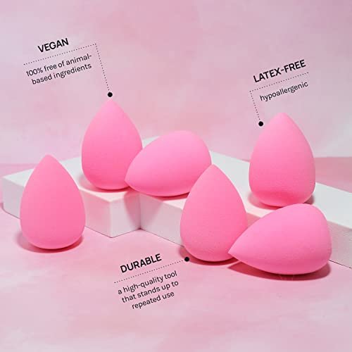 AOA STUDIO Collection MiNi Makeup Sponge Set - 6 Latex-Free Blenders for Powder, Cream & Liquid (Pink) - görsel 16