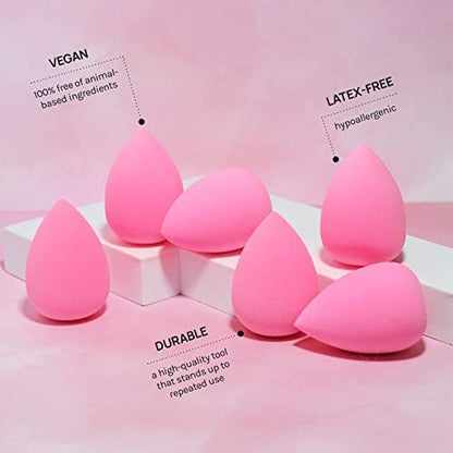 AOA STUDIO Collection MiNi Makeup Sponge Set - 6 Latex-Free Blenders for Powder, Cream & Liquid (Pink)
