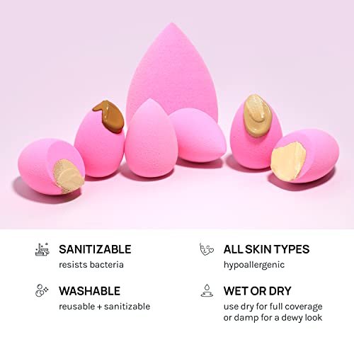 AOA STUDIO Collection MiNi Makeup Sponge Set - 6 Latex-Free Blenders for Powder, Cream & Liquid (Pink) - görsel 10