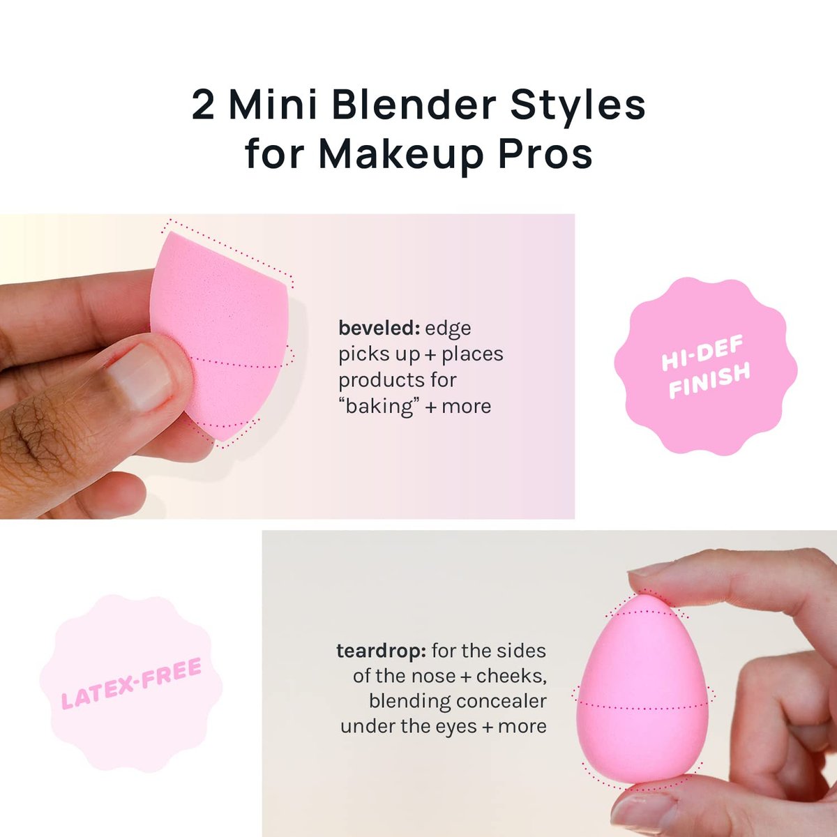 AOA STUDIO Collection MiNi Makeup Sponge Set - 6 Latex-Free Blenders for Powder, Cream & Liquid (Pink) - görsel 11