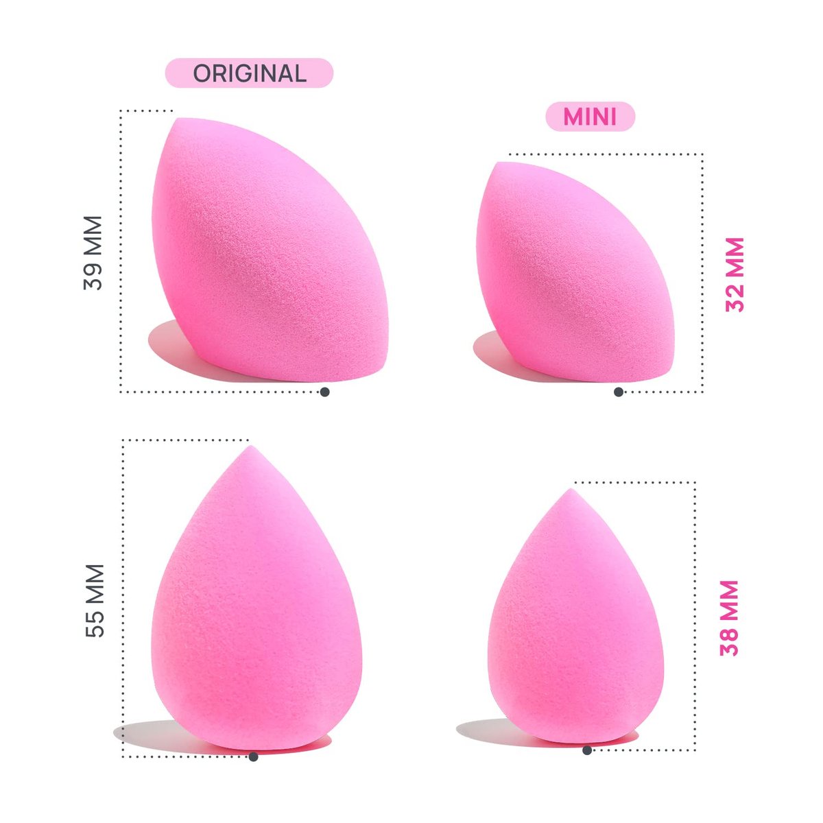 AOA STUDIO Collection MiNi Makeup Sponge Set - 6 Latex-Free Blenders for Powder, Cream & Liquid (Pink) - görsel 7