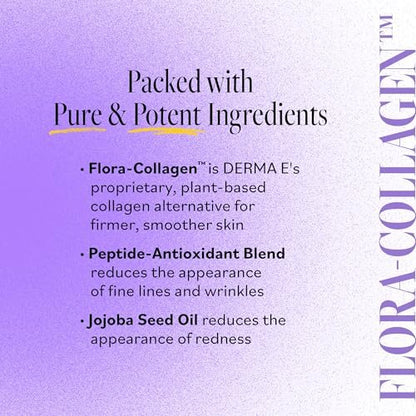 Derma E Advanced Peptides and Vegan Flora-Collagen Night Moisturizer – Hydrating Facial Cream for Elasticity and Wrinkle Reduction, 2 oz Avelisse