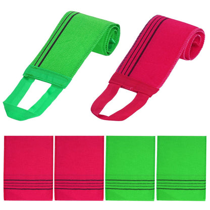 6-Piece Korean Exfoliating Mitts & Washcloth Set – Green, Yellow, Rose Red