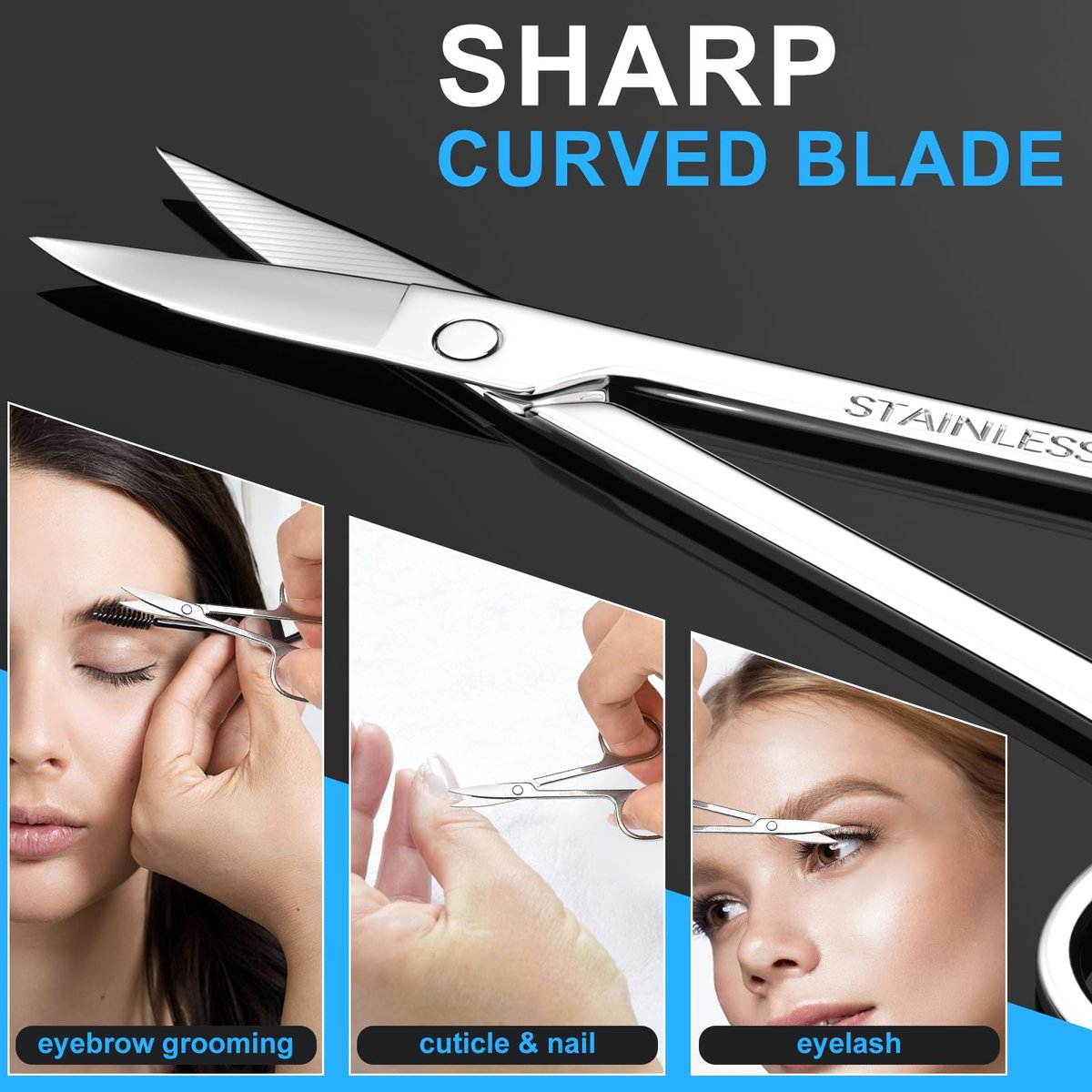 Precision Facial Hair Scissors Set – Curved & Rounded Safety Tip for Beard, Nose, Eyebrow, and Ear Trimming – Stainless Steel, 2-Pack - görsel 7
