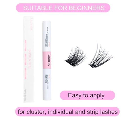 LAUBESS Lash Bond & Seal Clear Lash Glue – DIY Eyelash Extensions, Waterproof, Long Lasting, Strong Hold 48-72 Hours