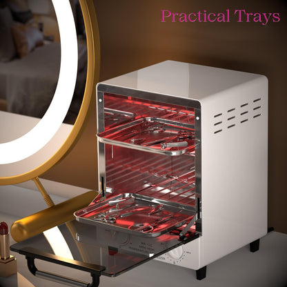 12L Multifunctional High Temperature Sterilizer for Nail Tools - 110V 1000W Stainless Steel with Temp Control, Timer & 2 Trays Avelisse
