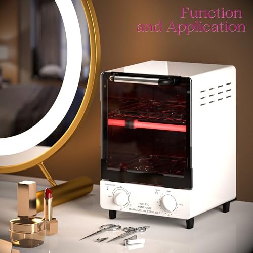 12L Multifunctional High Temperature Sterilizer for Nail Tools - 110V 1000W Stainless Steel with Temp Control, Timer & 2 Trays Avelisse