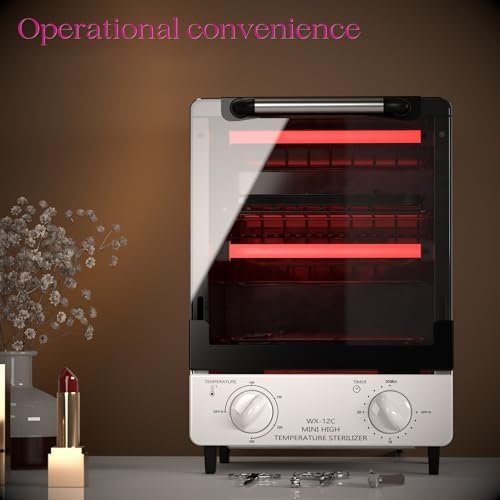 12L Multifunctional High Temperature Sterilizer for Nail Tools - 110V 1000W Stainless Steel with Temp Control, Timer & 2 Trays Avelisse