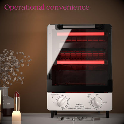12L Multifunctional High Temperature Sterilizer for Nail Tools - 110V 1000W Stainless Steel with Temp Control, Timer & 2 Trays Avelisse