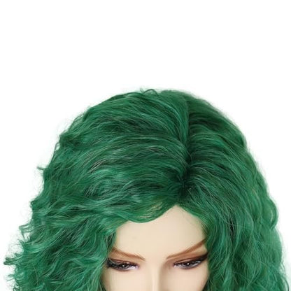 GNIMEGIL 26 Inch Long Curly Wavy Green Wig - Natural Ombre Fluffy Synthetic Hair for Mermaid Cosplay, St. Patrick's Day, Halloween Costumes