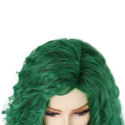 GNIMEGIL 26 Inch Long Curly Wavy Green Wig - Natural Ombre Fluffy Synthetic Hair for Mermaid Cosplay, St. Patrick's Day, Halloween Costumes