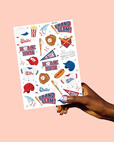 xo, Fetti Baseball Temporary Tattoos - 50 Foil Styles | Baseball Birthday Party Favors, Boys & Girls Sports, Baseball Party Supplies, Baseball Baby Shower