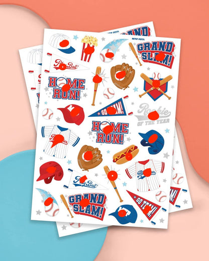 xo, Fetti Baseball Temporary Tattoos - 50 Foil Styles | Baseball Birthday Party Favors, Boys & Girls Sports, Baseball Party Supplies, Baseball Baby Shower