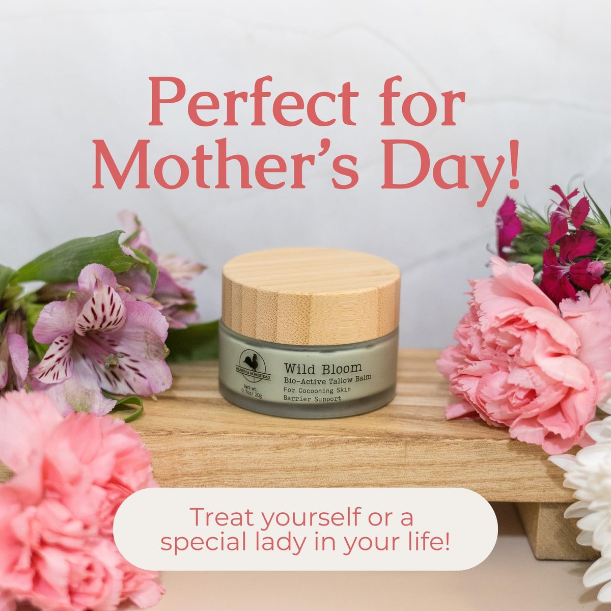 Hearth and Homestead Handmade Wild Bloom Bio-Active Tallow Face Balm with Blue Tansy – Hydrate, Nourish, and Protect Skin – 0.7 oz Avelisse