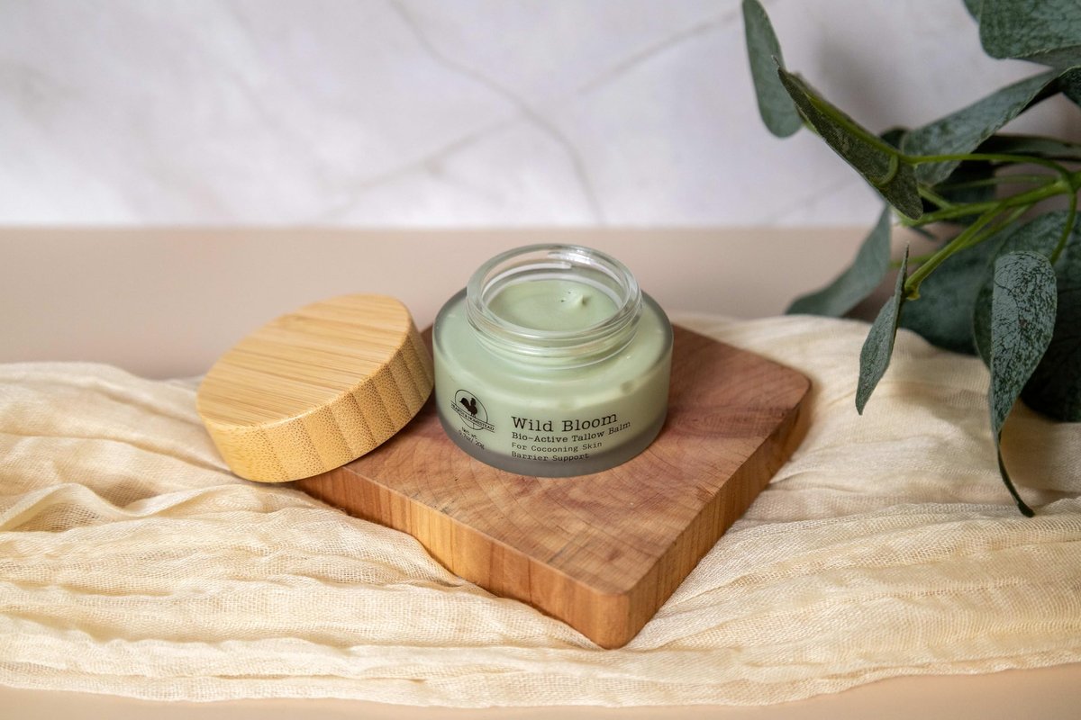 Hearth and Homestead Handmade Wild Bloom Bio-Active Tallow Face Balm with Blue Tansy – Hydrate, Nourish, and Protect Skin – 0.7 oz Avelisse