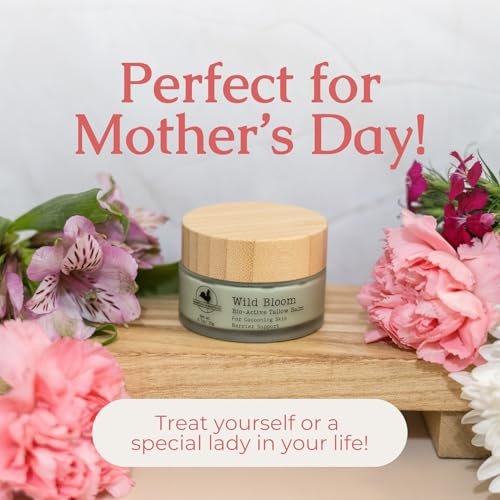 Hearth and Homestead Handmade Wild Bloom Bio-Active Tallow Face Balm with Blue Tansy – Hydrate, Nourish, and Protect Skin – 0.7 oz Avelisse