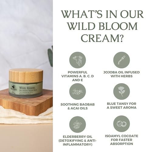 Hearth and Homestead Handmade Wild Bloom Bio-Active Tallow Face Balm with Blue Tansy – Hydrate, Nourish, and Protect Skin – 0.7 oz Avelisse