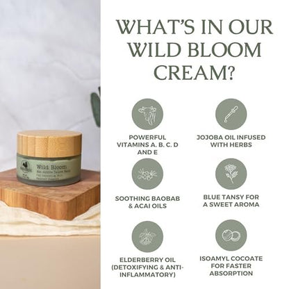 Hearth and Homestead Handmade Wild Bloom Bio-Active Tallow Face Balm with Blue Tansy – Hydrate, Nourish, and Protect Skin – 0.7 oz Avelisse