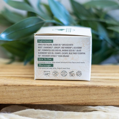 Hearth and Homestead Handmade Wild Bloom Bio-Active Tallow Face Balm with Blue Tansy – Hydrate, Nourish, and Protect Skin – 0.7 oz Avelisse