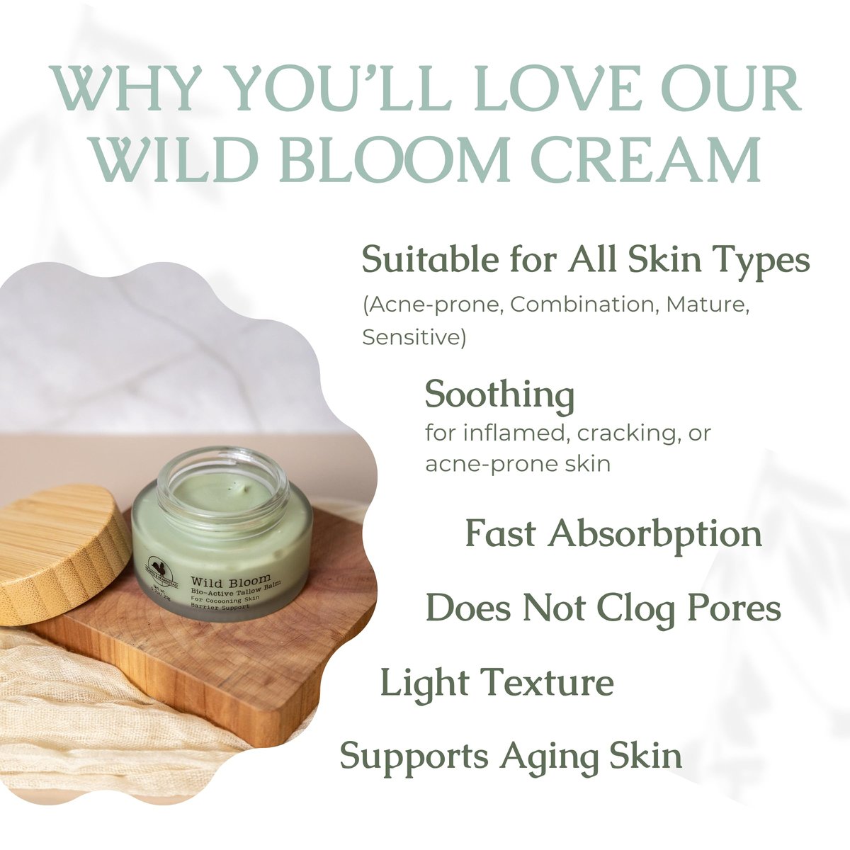 Hearth and Homestead Handmade Wild Bloom Bio-Active Tallow Face Balm with Blue Tansy – Hydrate, Nourish, and Protect Skin – 0.7 oz Avelisse