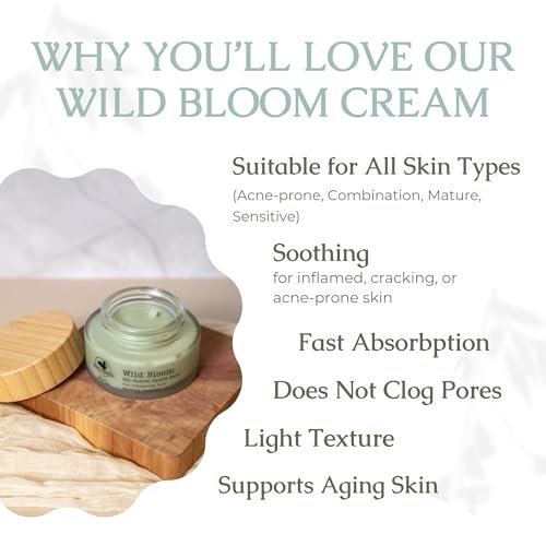 Hearth and Homestead Handmade Wild Bloom Bio-Active Tallow Face Balm with Blue Tansy – Hydrate, Nourish, and Protect Skin – 0.7 oz Avelisse