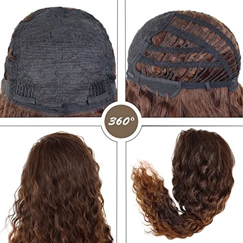 GNIMEGIL Natural Brown Loose Wave Long Curly Wig for Women – Heat Resistant Synthetic Hair, Ombre Medium Brown - görsel 10