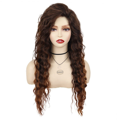 GNIMEGIL Natural Brown Loose Wave Long Curly Wig for Women – Heat Resistant Synthetic Hair, Ombre Medium Brown