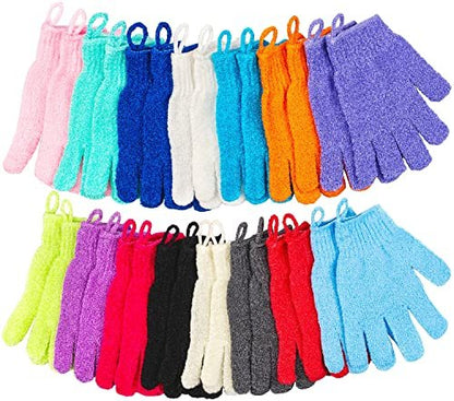 30 Pcs Exfoliating Gloves for Shower - 15 Colors Body Exfoliator Glove with Hanging Loop, Scrub Exfoliate Glove Mitt Bath Face Spa Hand Scrubber Wash Deep Scrubbing Dead Skin for Women Men, by Aisuly Avelisse