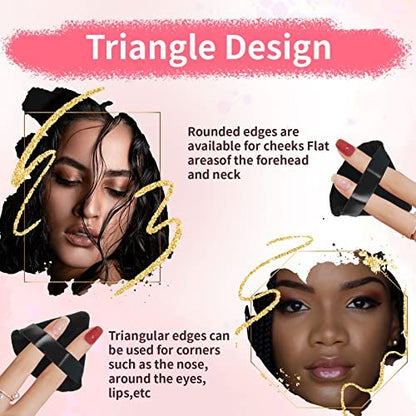 WEBBYBEAR 150 Pcs Black Triangle Velour Powder Puffs - Soft Face Makeup Sponges for Loose, Mineral & Body Powder, Wet & Dry Application Avelisse