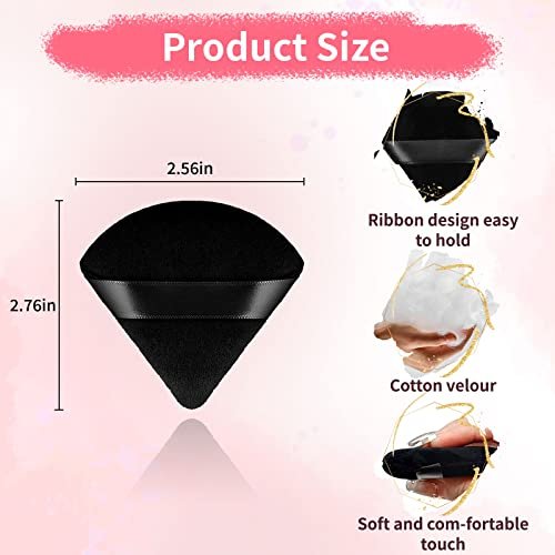 WEBBYBEAR 150 Pcs Black Triangle Velour Powder Puffs - Soft Face Makeup Sponges for Loose, Mineral & Body Powder, Wet & Dry Application Avelisse