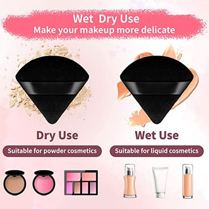 WEBBYBEAR 150 Pcs Black Triangle Velour Powder Puffs - Soft Face Makeup Sponges for Loose, Mineral & Body Powder, Wet & Dry Application Avelisse