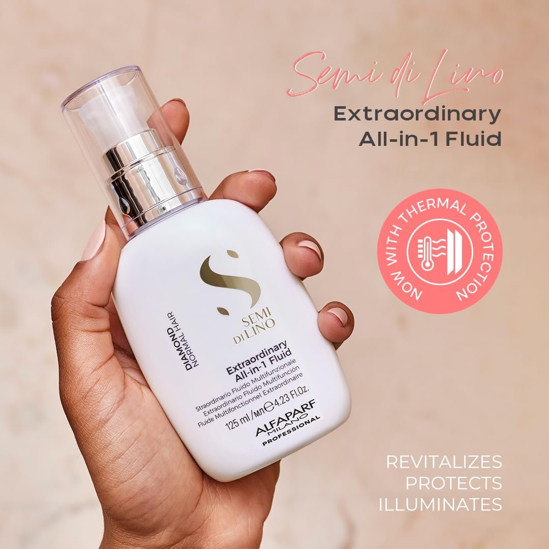 ALFAPARF MILANO Semi di Lino All-In-One Multi-Benefit Leave In Conditioner Spray with Thermal Protection - Detangles, Softens, Smooths, Controls, Seals Cuticles - Prevents Split Ends - Humidity Protection, 4.23 Fl Oz Avelisse