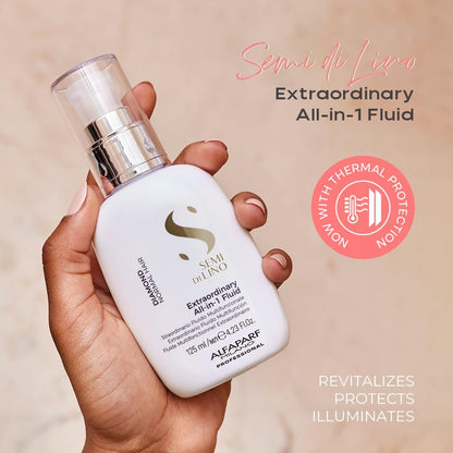ALFAPARF MILANO Semi di Lino All-In-One Multi-Benefit Leave In Conditioner Spray with Thermal Protection - Detangles, Softens, Smooths, Controls, Seals Cuticles - Prevents Split Ends - Humidity Protection, 4.23 Fl Oz Avelisse