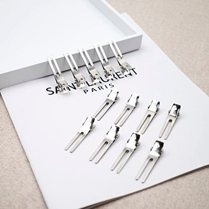 60-Pack Double Prong Pin Curl Clips - Gingbiss 1.8" Duck Billed Alligator Hair Clips for Styling Sectioning with Storage Box - Silver Metal Salon Barber DIY