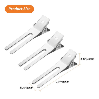 60-Pack Double Prong Pin Curl Clips - Gingbiss 1.8" Duck Billed Alligator Hair Clips for Styling Sectioning with Storage Box - Silver Metal Salon Barber DIY