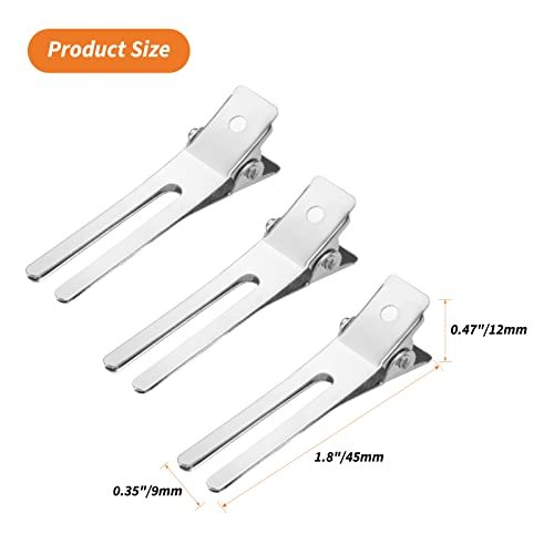 60-Pack Double Prong Pin Curl Clips - Gingbiss 1.8" Duck Billed Alligator Hair Clips for Styling Sectioning with Storage Box - Silver Metal Salon Barber DIY - görsel 6