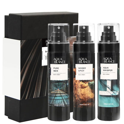 AQUA BLANCE Fragrance Mist Body Spray for Men, Pack of 3, 3.4 Fl Oz Each Avelisse