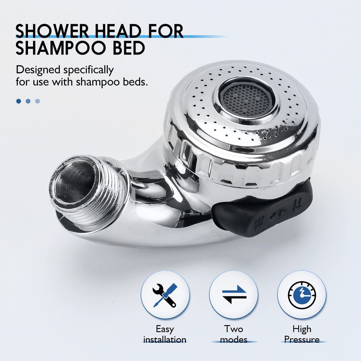 LukLoy 1 Pack Salon Shampoo Bowl Sprayer Head – Side Control 2-Mode Switch, High-Pressure Professional G1/2 Handheld Faucet Sprayer for Salon Sink Hose, Spa & Pedicure Chairs (Chrome) Avelisse