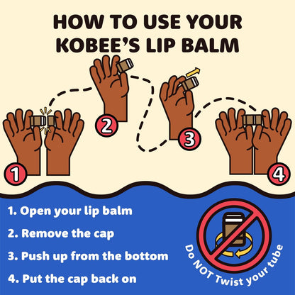 Kobeesco Fruit Flavors 4 Pack - All Natural Lip Balm, Moisturizer & Repair Treatment Avelisse