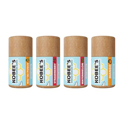 Kobeesco Fruit Flavors 4 Pack - All Natural Lip Balm, Moisturizer & Repair Treatment Avelisse
