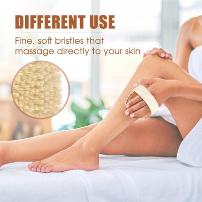 SAMEBUTECO Solid Acacia Wood Boar Bristle Body Brush for Dry Brushing, Exfoliation & Lymphatic Drainage - Oval Shape, Comfortable Grip
