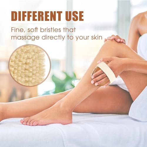 SAMEBUTECO Solid Acacia Wood Boar Bristle Body Brush for Dry Brushing, Exfoliation & Lymphatic Drainage - Oval Shape, Comfortable Grip - görsel 8