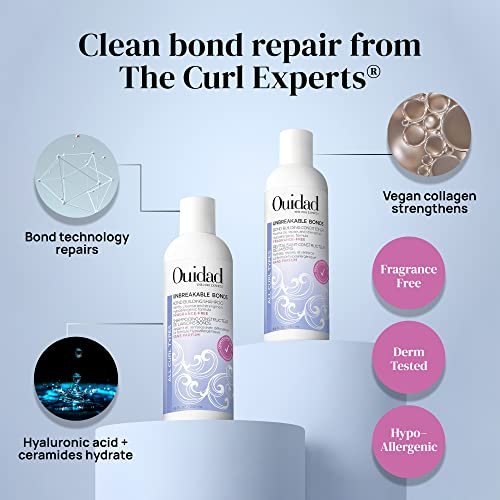 OUIDAD Unbreakable Bonds Bond Building Shampoo for Curly Hair - Fragrance Free - 8.5 oz Avelisse