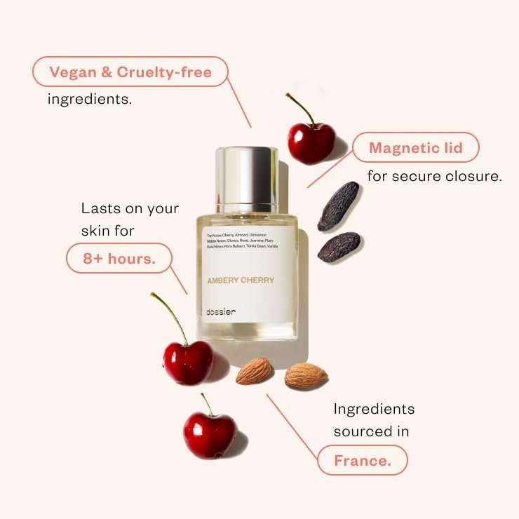 Dossier Ambery Cherry Eau de Parfum - Inspired by Lost Cherry - Luxury Vegan Fragrance for Women, Men, Unisex - 1.7 Fl Oz Avelisse