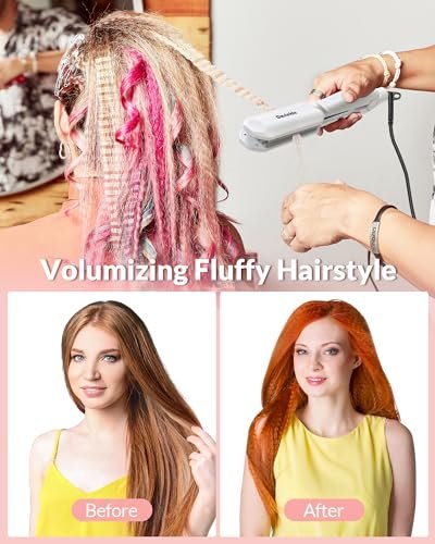 Dmriektu Hair Crimper for Women - Ceramic Crimping Iron for Volumizing Fluffy Hairstyles, Adjustable Temperature, Dual Voltage, Auto Off Avelisse